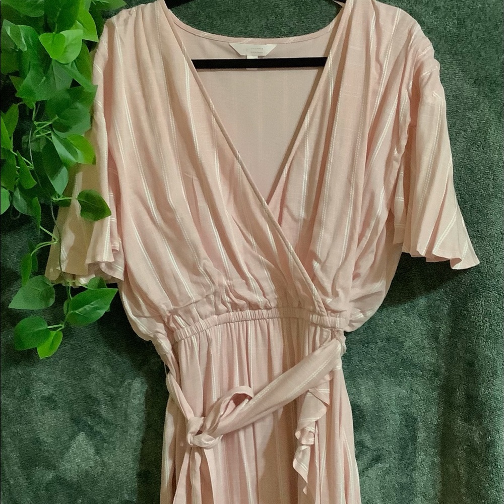 Pink ruffle wrap dress